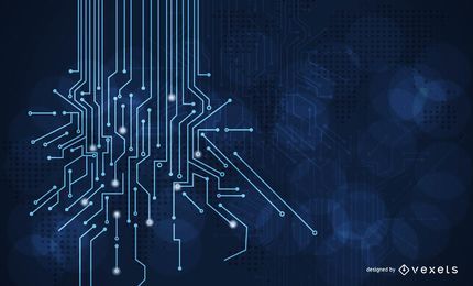 Blue Tech Lines Glowing Circuit Background