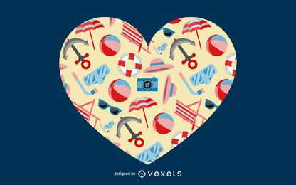 Summer Heart Shape Icons