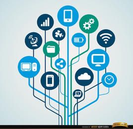 Tech Tools Round Icons Set