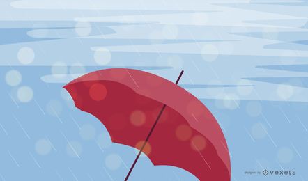 Umbrella Rain Scene Vector
