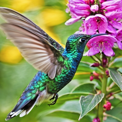 Vibrant Hummingbird Feeding