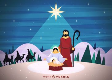 Winter Nativity Scene
