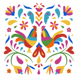 Colorful Mexican Rooster Pattern