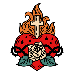 Flaming Rose Heart Design
