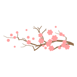 Flat Japanese cherry blossom branch PNG