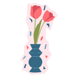 Flat Tulip Jar Decor PNG