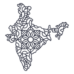 India Mandala Map Silhouette