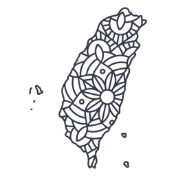 Taiwan Mandala Geography Silhouette Stroke Art
